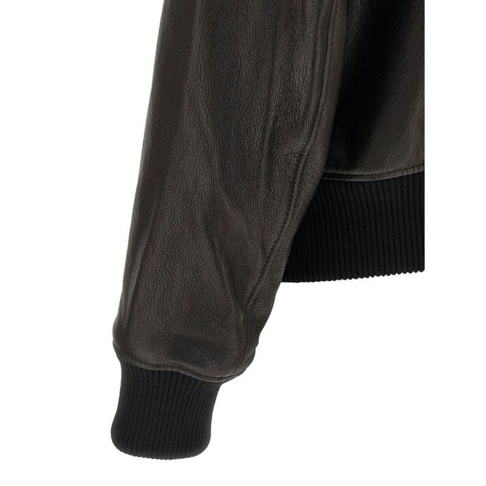 Ami Paris Men's Ami De Coeur Leather Bomber Jacket - Picture 4 of 4